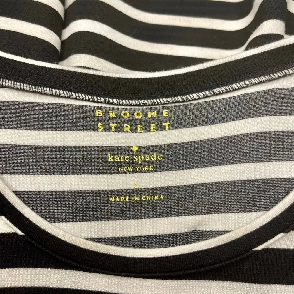 Kate Spade Broome Street Black & White Stripe Fit & Flare Dress Large